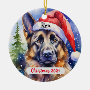 German Shepherd Persoonlijke kerstversiering Keramisch Ornament