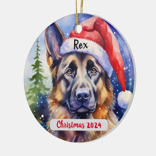 German Shepherd Persoonlijke kerstversiering Keramisch Ornament (Links)