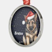 German Shepherd Persoonlijke kerstversiering Metalen Ornament (Links)