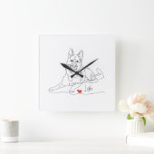 German Shepherd Pet Line Art with Name Vierkante Klok (Huis)