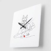 German Shepherd Pet Line Art with Name Vierkante Klok (Hoek)
