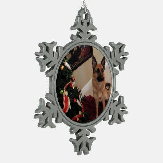 German Shepherd Pewter Snowflake Ornament (Links)