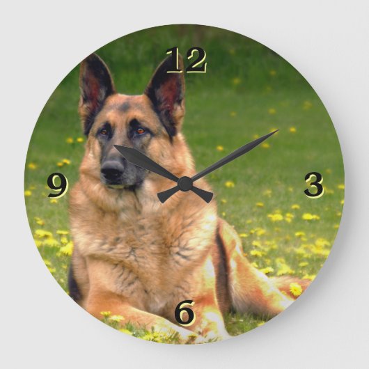 German Shepherd Photo Wall klok (Voorkant)