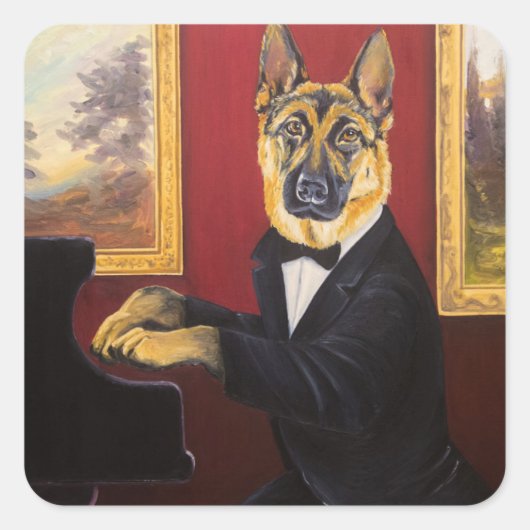 German Shepherd | Piano Waltz Vierkante Sticker (Voorkant)