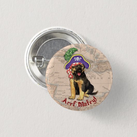 German Shepherd Pirate Ronde Button 3,2 Cm (Voorkant /achterkant)