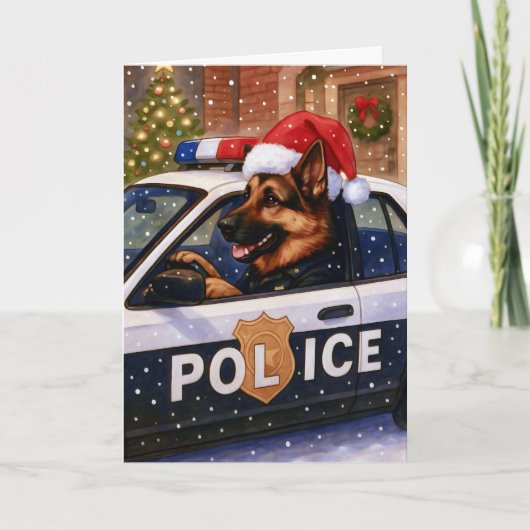 German Shepherd Police Holiday Card Feestdagen Kaart (Voorkant)