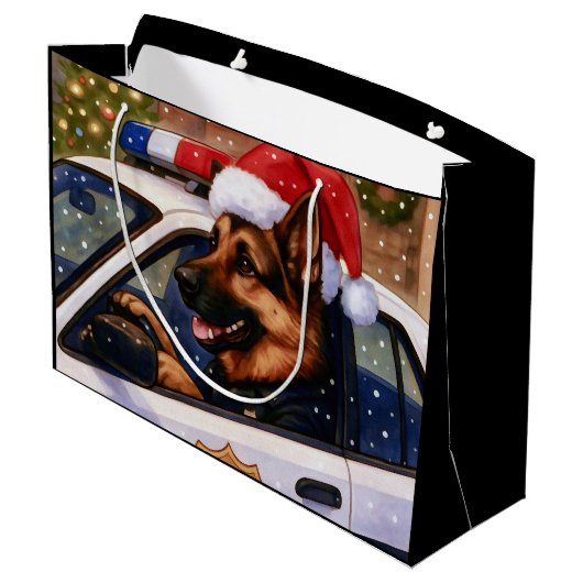 German Shepherd Police Holiday Card Groot Cadeauzakje (Achterkant Gekanteld)