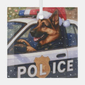 German Shepherd Police Holiday  Glas Ornament (Voorkant)