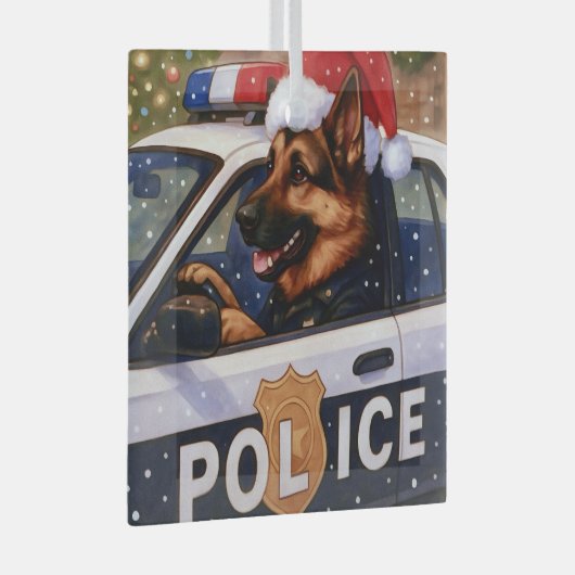 German Shepherd Police Holiday  Glas Ornament (Voorkant Rechts)