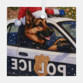 German Shepherd Police Holiday  Glas Ornament (Achterkant)