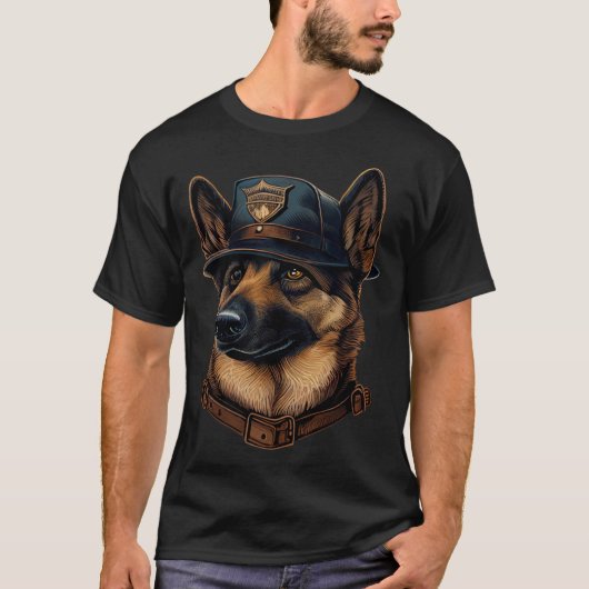 German Shepherd Police K9 Hat German Shepherd T-shirt (Voorkant)