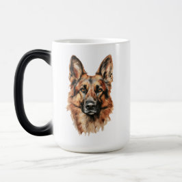 German Shepherd Portrait Black Accent Mug Magische Mok