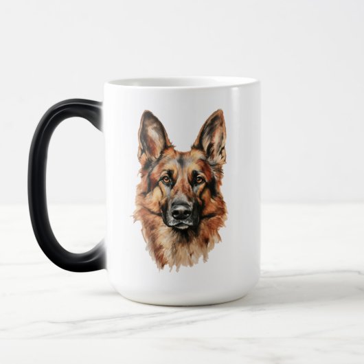 German Shepherd Portrait Black Accent Mug Magische Mok (Links)