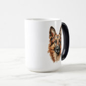 German Shepherd Portrait Black Accent Mug Magische Mok (Voorkant rechts)