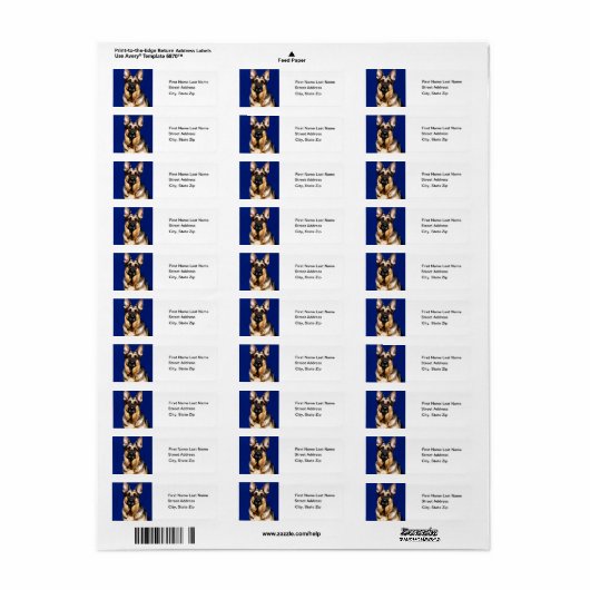 German Shepherd Portrait Etiket (Full Sheet)