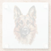 German Shepherd Portrait Glass Coaster | Dog Lover Glazen Onderzetter (Achterkant)