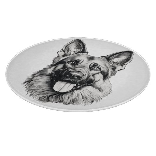 German Shepherd Portrait Round Cutting Board Snijplank (Hoek)