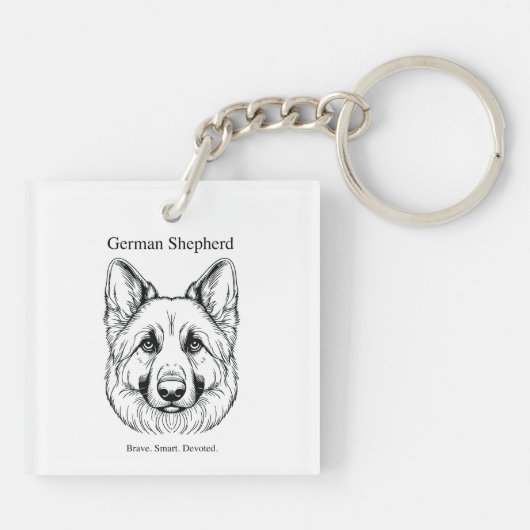 German Shepherd Portrait Sleutelhanger (Achterkant)