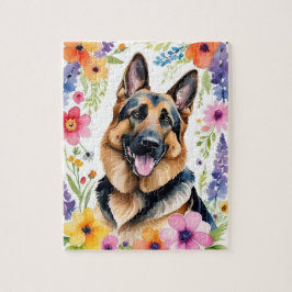 German Shepherd Portrait Watercolor Animal Legpuzzel