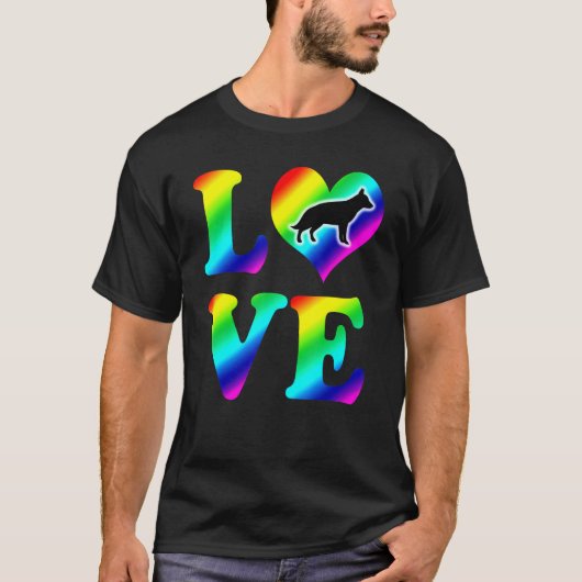 German Shepherd Pride Rainbow Love T-shirt (Voorkant)