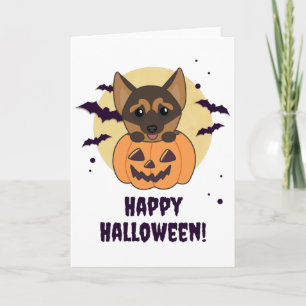 German Shepherd Pumpkin Dogs Happy Halloween Kaart