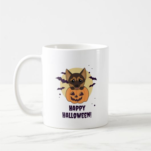 German Shepherd Pumpkin Dogs Happy Halloween Koffiemok (Links)