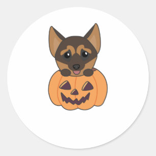 German Shepherd Pumpkin Dogs Happy Halloween Ronde Sticker