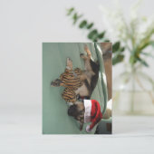 German Shepherd Pup with Santa Hat Feestdagenkaart (Staand voorkant)