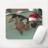 German Shepherd Pup with Santa Hat Muismat (Met muis)