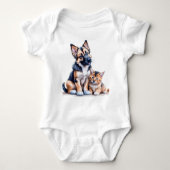 German Shepherd Puppy And Maincoon Kitten Romper (Voorkant)