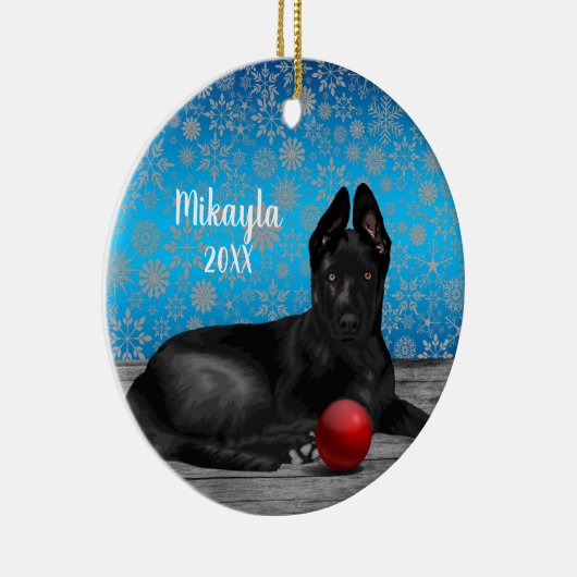  German Shepherd Puppy Christmas   Keramisch Ornament (Rechts)
