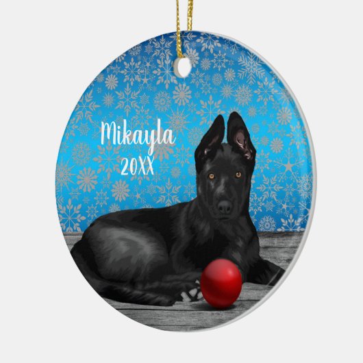  German Shepherd Puppy Christmas   Keramisch Ornament (Links)