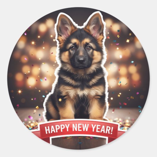German Shepherd Puppy Confetti Celebration Sticker (Voorkant)