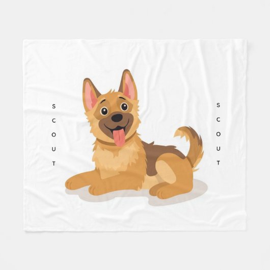 German Shepherd Puppy Cute Illustration Fleece Deken (Voorkant (Horizontaal))