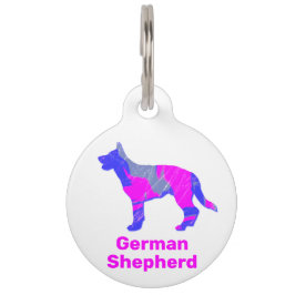 German Shepherd Puppy Dog Hot Pink and Blue White Huisdierpenning