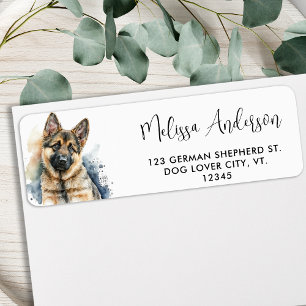 German Shepherd Puppy Dog Modern Return Address Etiket