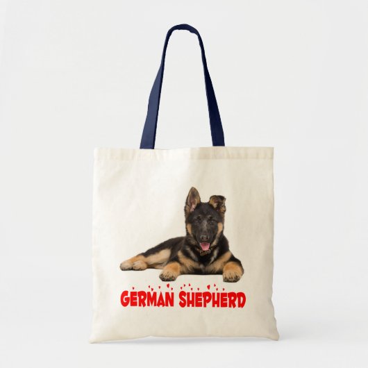 German Shepherd Puppy Dog Red Love Hearts Tote Bag (Voorkant)