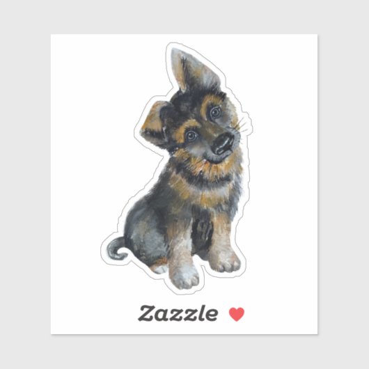 German Shepherd Puppy Dog Sticker (Vel)