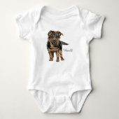 German Shepherd Puppy Drawing Romper (Voorkant)
