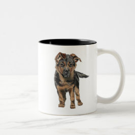 German Shepherd Puppy Drawing Tweekleurige Koffiemok