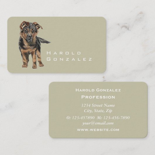 German Shepherd Puppy Drawing Visitekaartje (Voorkant / Achterkant)