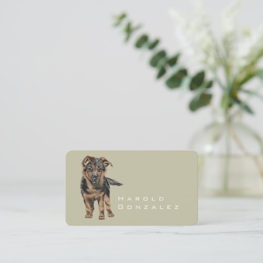 German Shepherd Puppy Drawing Visitekaartje (Staand voorkant)