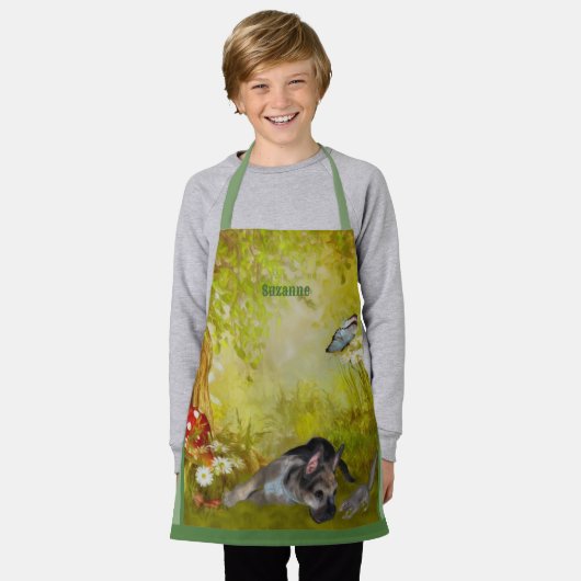 German Shepherd Puppy Fantasy Personalized Schort (Gedragen)