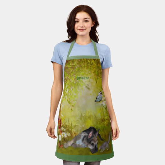 German Shepherd Puppy Fantasy Personalized Schort (Gedragen)