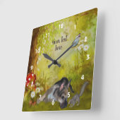 German Shepherd Puppy Fantasy Personalized Vierkante Klok (Hoek)