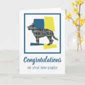 German Shepherd Puppy Gefeliciteerd Greeting Kaart (Gele Bloem)