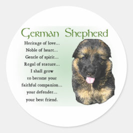 German Shepherd Puppy Gifts Ronde Sticker