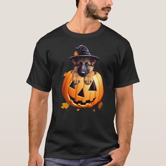 German Shepherd Puppy Halloween Magic T-shirt (Voorkant)