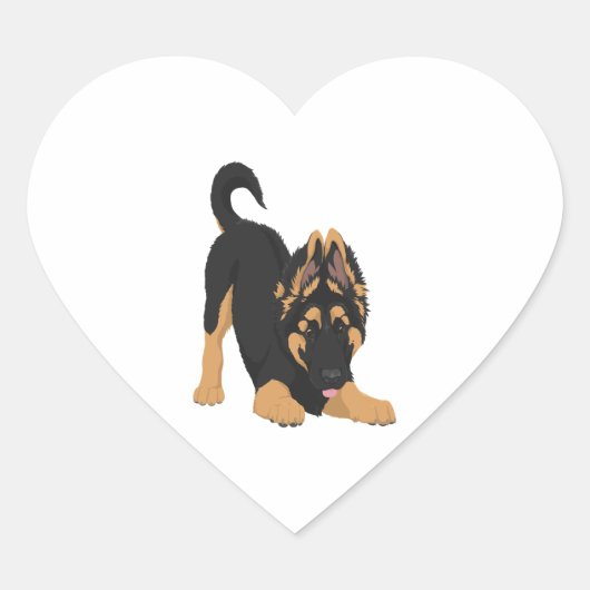 German Shepherd Puppy Hart Sticker (Voorkant)