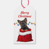 German Shepherd Puppy in Santa Bag Gift Labels Cadeaulabel (Voorkant)